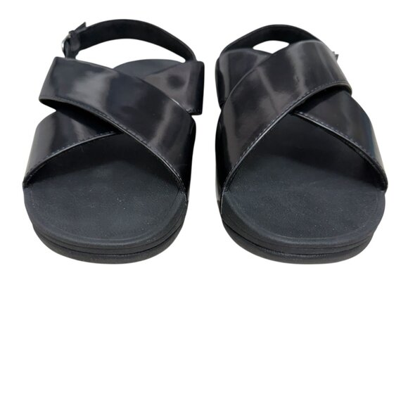 NWT Fitflop Lulu Cross Back Strap Balck Mirror Women's sandals size 10 - Picture 3 of 7
